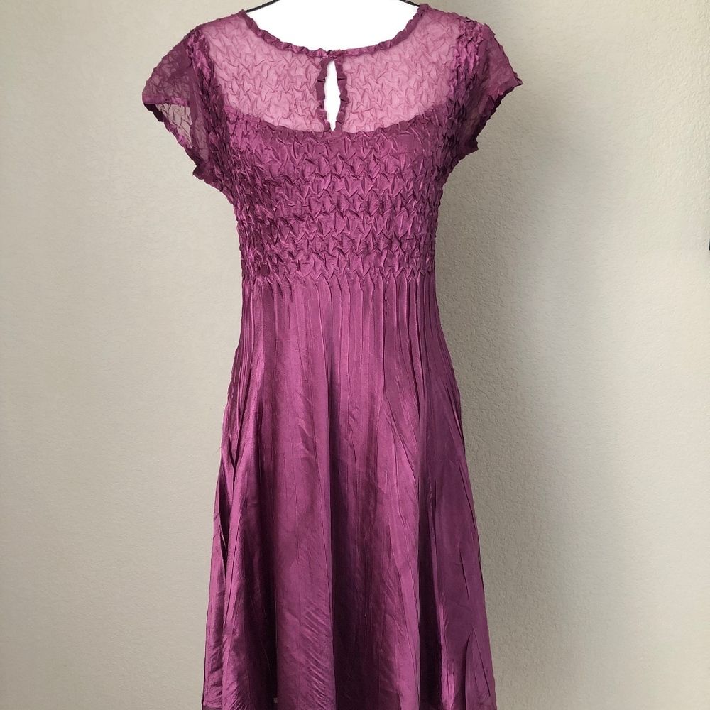 Komarov Magenta Satin-finsh Midi Dress